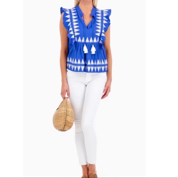 MARIE OLIVER Marine Becca Embroidered Ruffle Top - Picture 2 of 7